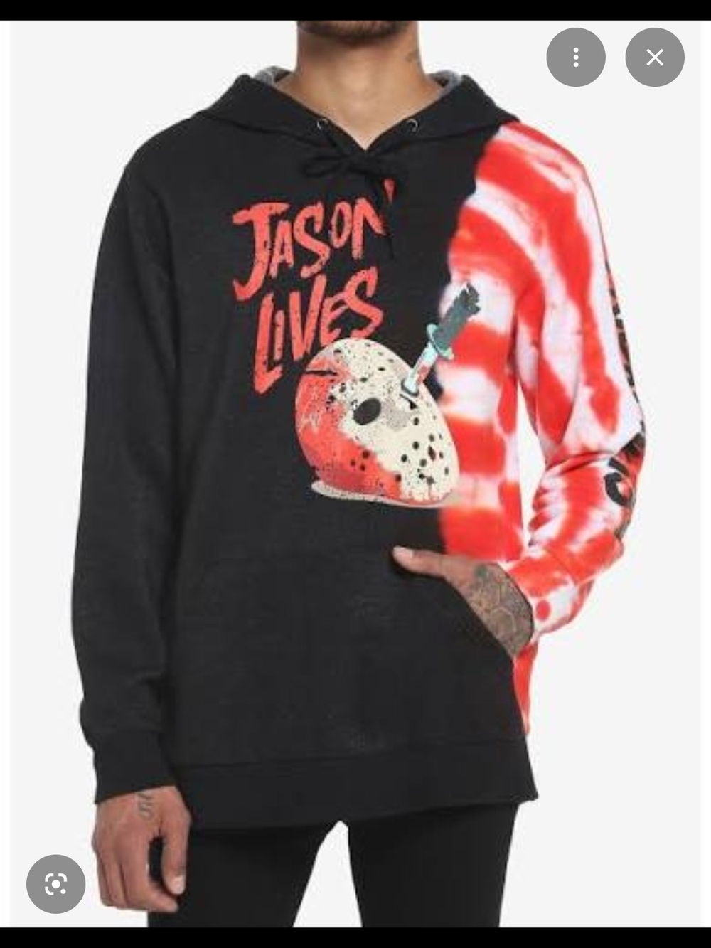Jason Lives Black & Red Tie-Dye Hoodie - Men Hot Topic